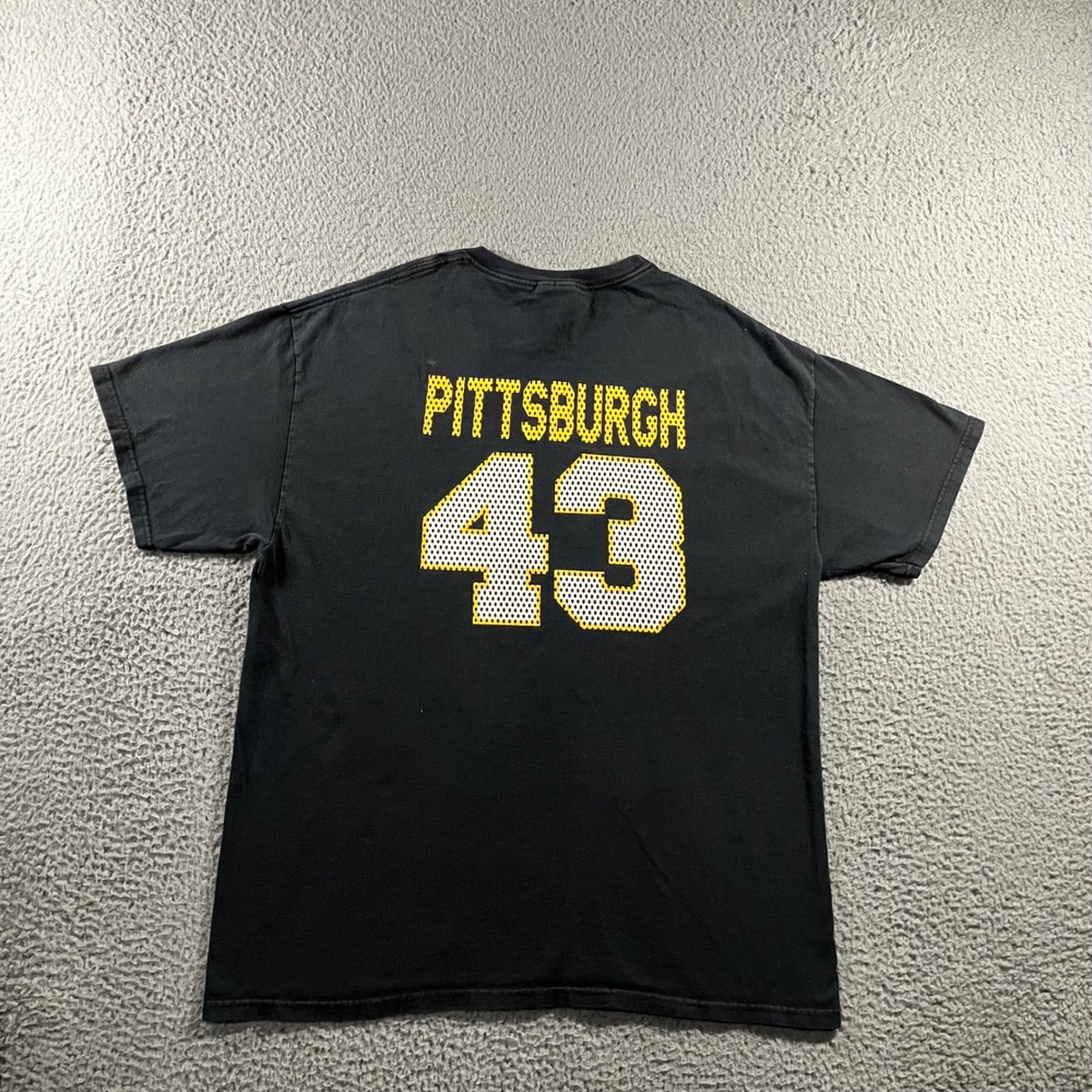 Vtg Pittsburgh Steelers Troy Polamalu 43 Shirt XL Hanes Heavyweight Y2K Black